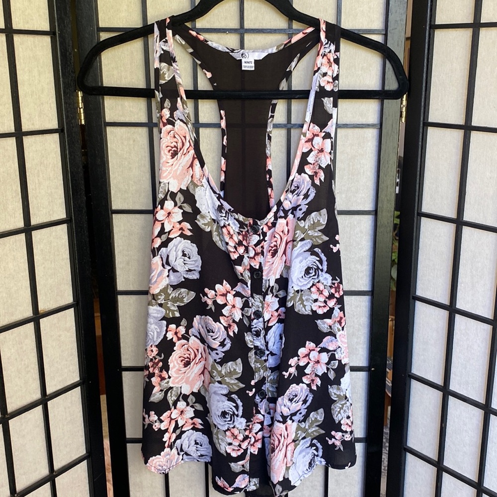 Volcom Racerback Tank | Rose Pattern Sz M/12
